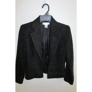 White House Black Market WHBM  Short Boucle Jacket Black Sz 2 EUC